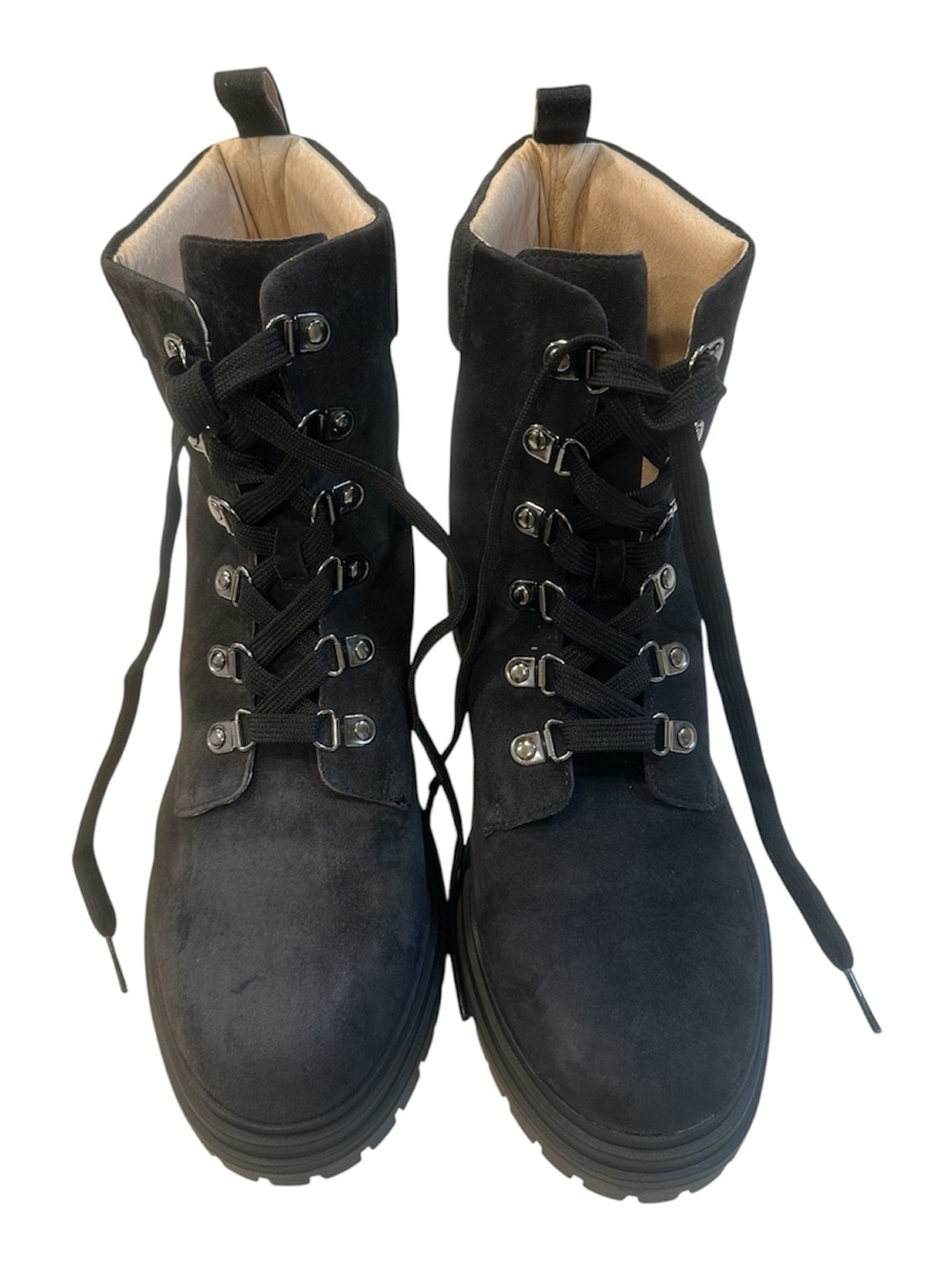 J.Jill  Black Genuine Suede Lace-Up Combat Ankle Boots Lug Sole Size 7M NWOT